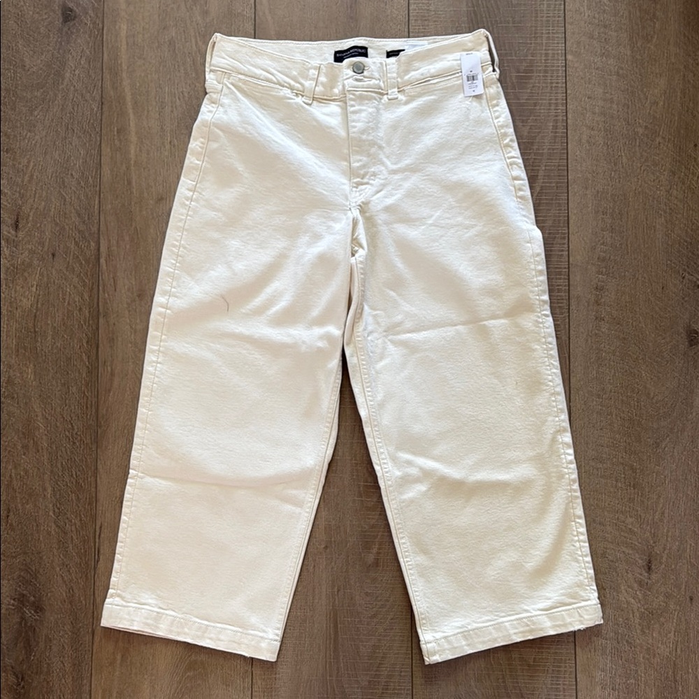 Banana Republic Cream High Rise Wide Leg Cropped Pants